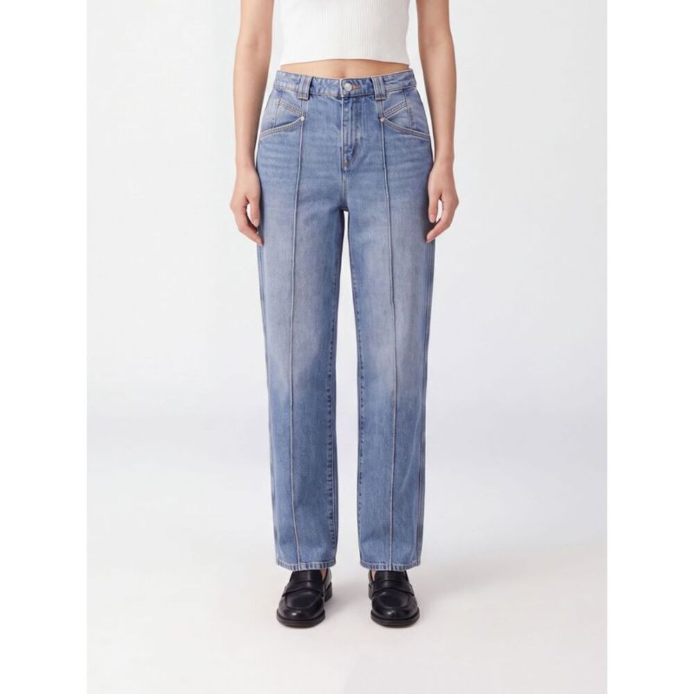 Isabel Marant Women Isabel Marant Mid-Rise Straight Jeans In Blue Cotton Denim
